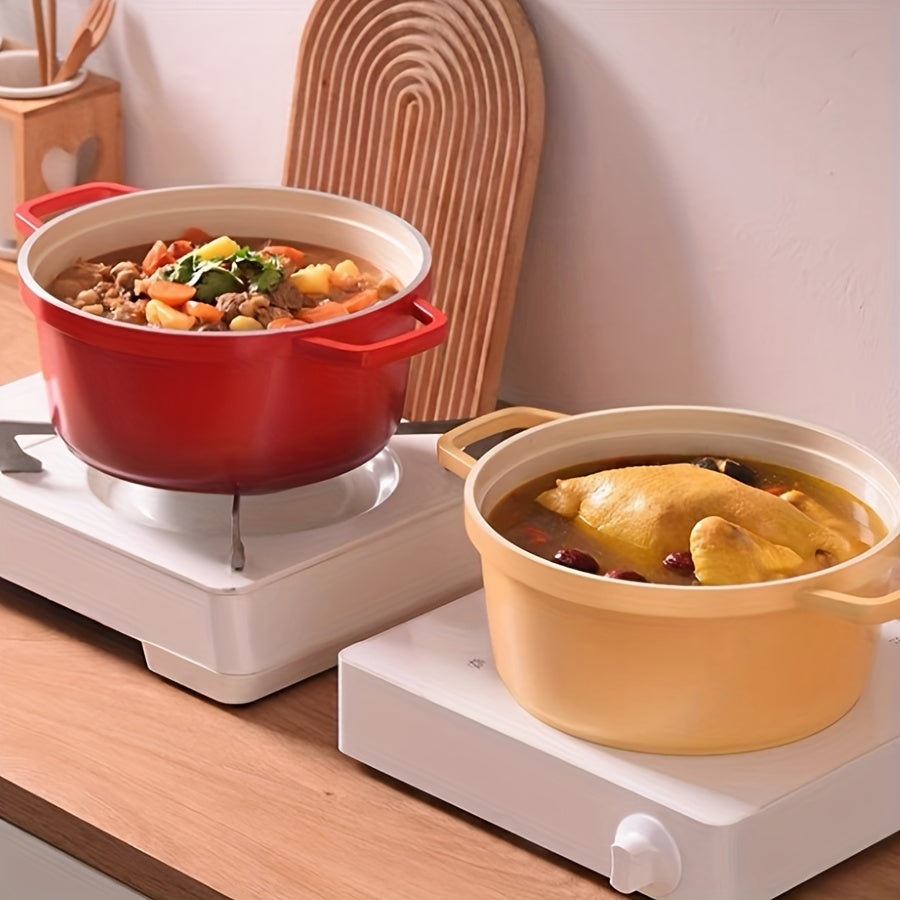 Enamel Pot with Lid, Multi-Purpose Soup and Stewing Cookware, Suitable for All Stovetops