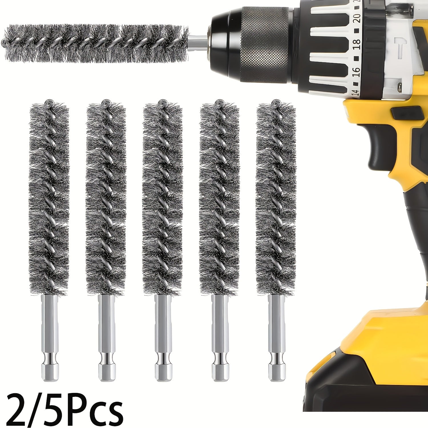 2/5pcs Stainless Steel Wire Brush Set for Power Drill Cleaning Hex Shank