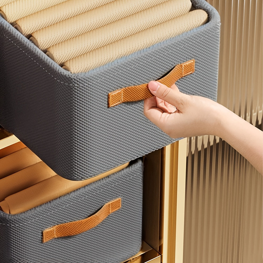 Gray Non-Woven Fabric Storage Bins with Handles for Clothes and Home Organization Set of 4