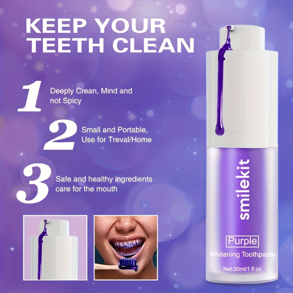 Purple Whitening Toothpaste for Deep Cleaning Fresh Breath Travel Mini