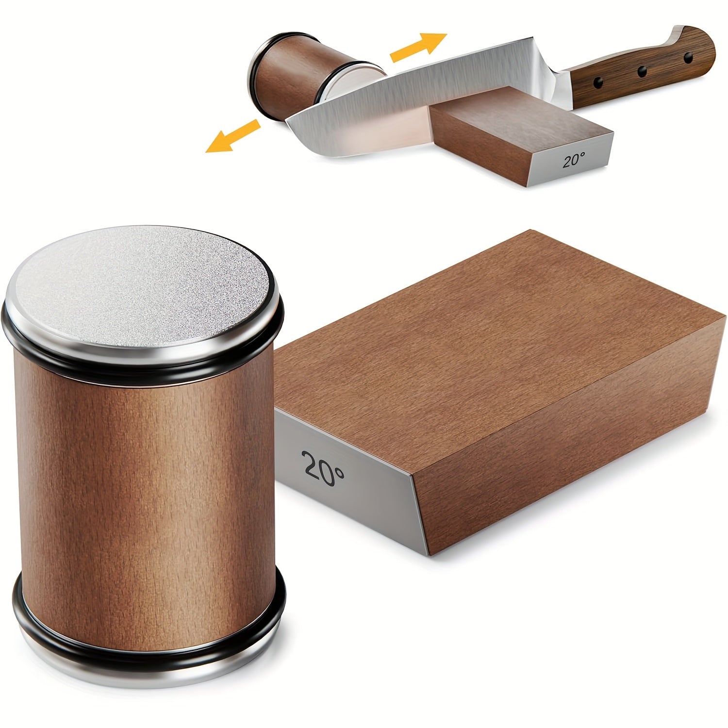 Knife Sharpener with Magnetic Holder and Diamond Stone Kit for 15 and 20 Degree Angles