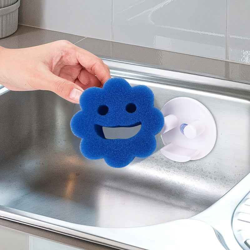 Organizador de fregadero con ventosa blanca para cocina y baño con diseño de drenaje automático