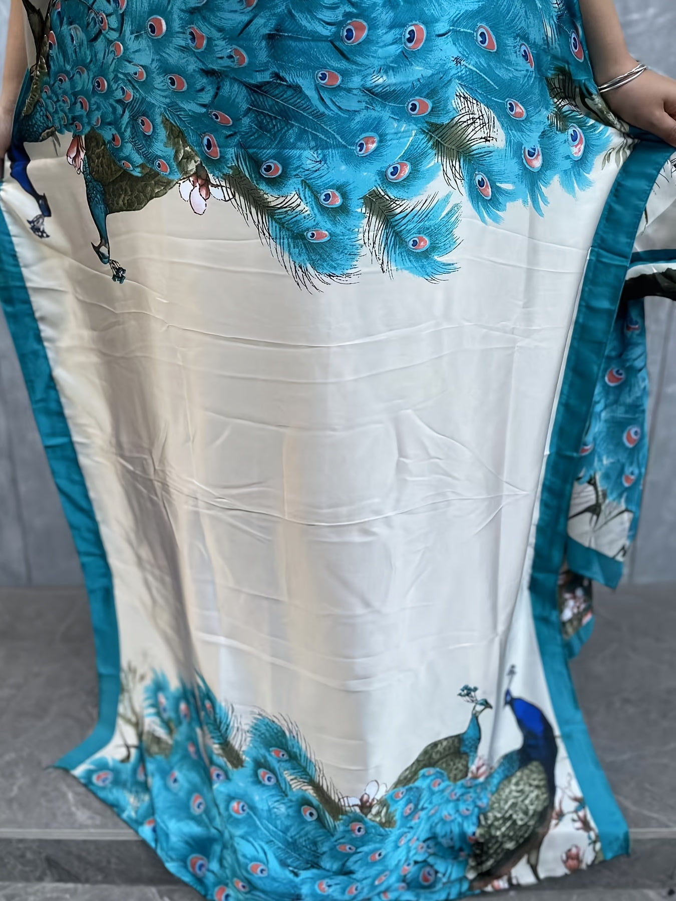 Платье большого размера для женщин с цветочным принтом и рукавами-крылышками, с шарфом, повседневное летнее