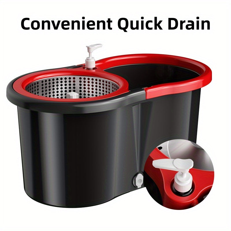 360° Rotating Mop and Bucket Set with 2 Cloths for Kitchen Bathroom Living Room