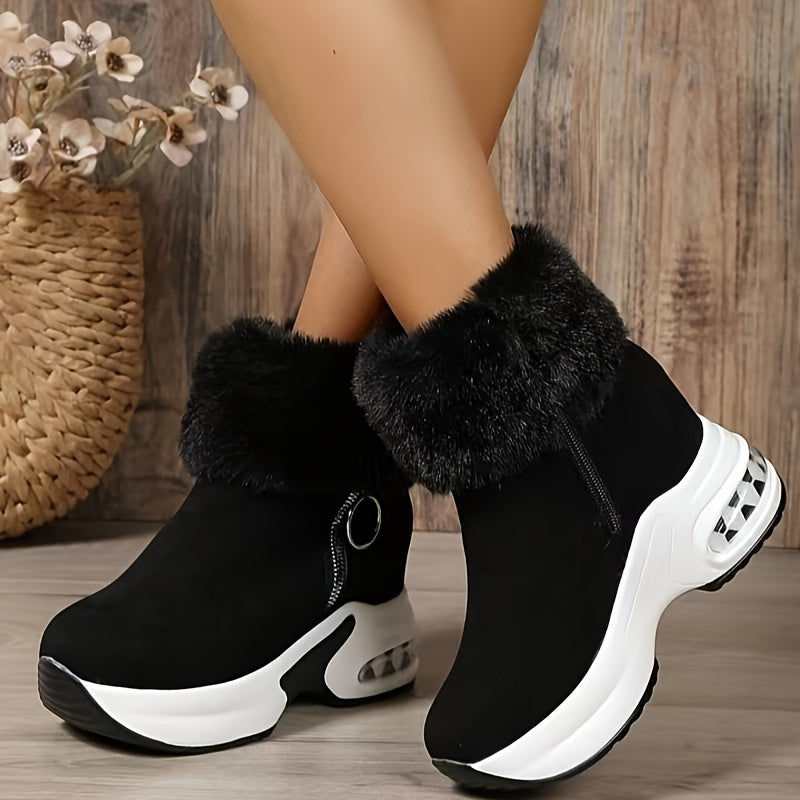 Women's Winter Boots Fleece Lined Snow Boots with Zipper and Thick Sole