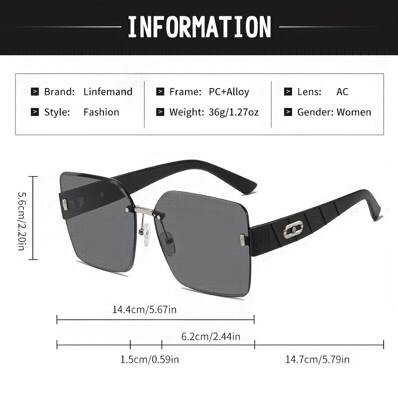 Oversized Frameless Gradient Fashion Glasses Women Casual Beach Eyewear