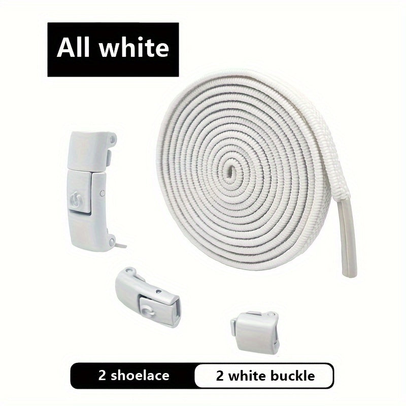 Unisex Elastic No-Tie Shoelaces Lazy Metal Lock Laces for Sports and Casual