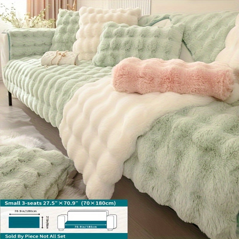 Winter Plush Sofa Cover Anti-Slip Dustproof Slipcover for Couch Living Room Bedroom