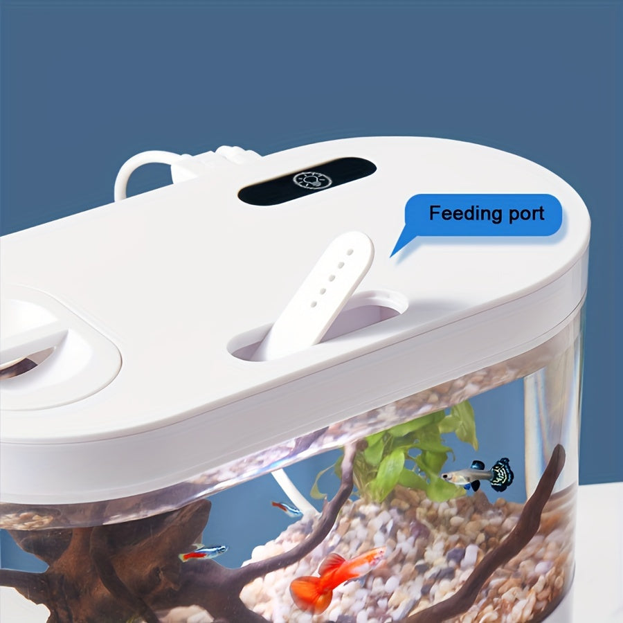 Oval LED Fish Tank with Smart Clean Technology and USB Rechargeable