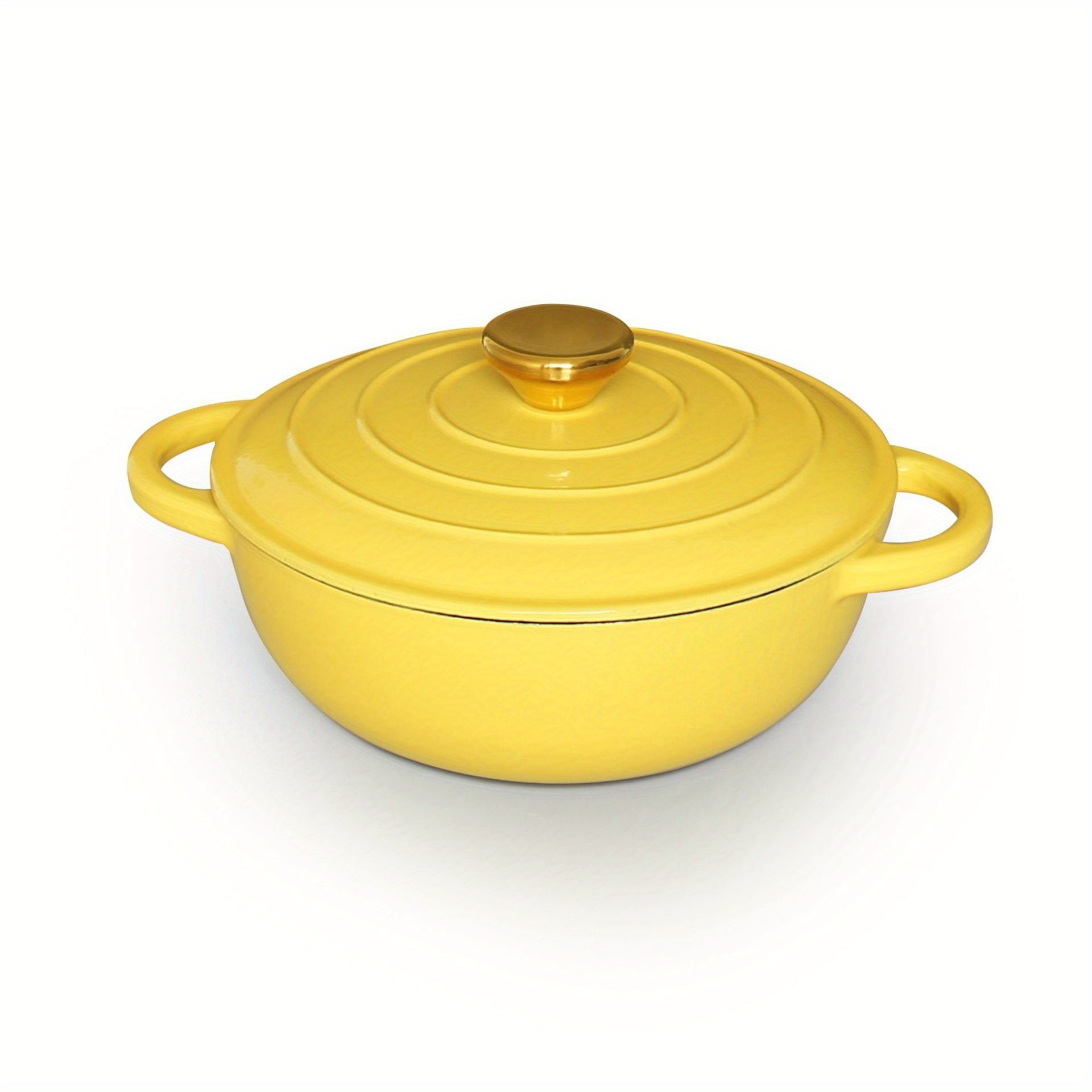 Cast Iron Dutch Oven Enameled Coating Non-Stick Double Handles for Baking Cooking