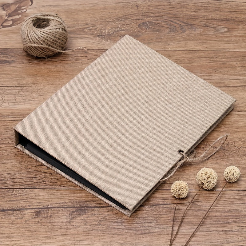 Refillable Linen Photo Album with 30 Sheets Black Pages for Weddings and Celebrations