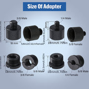 Set of 8 Aluminum Alloy Microphone Stand Adapters with Female to Male Thread Sizes