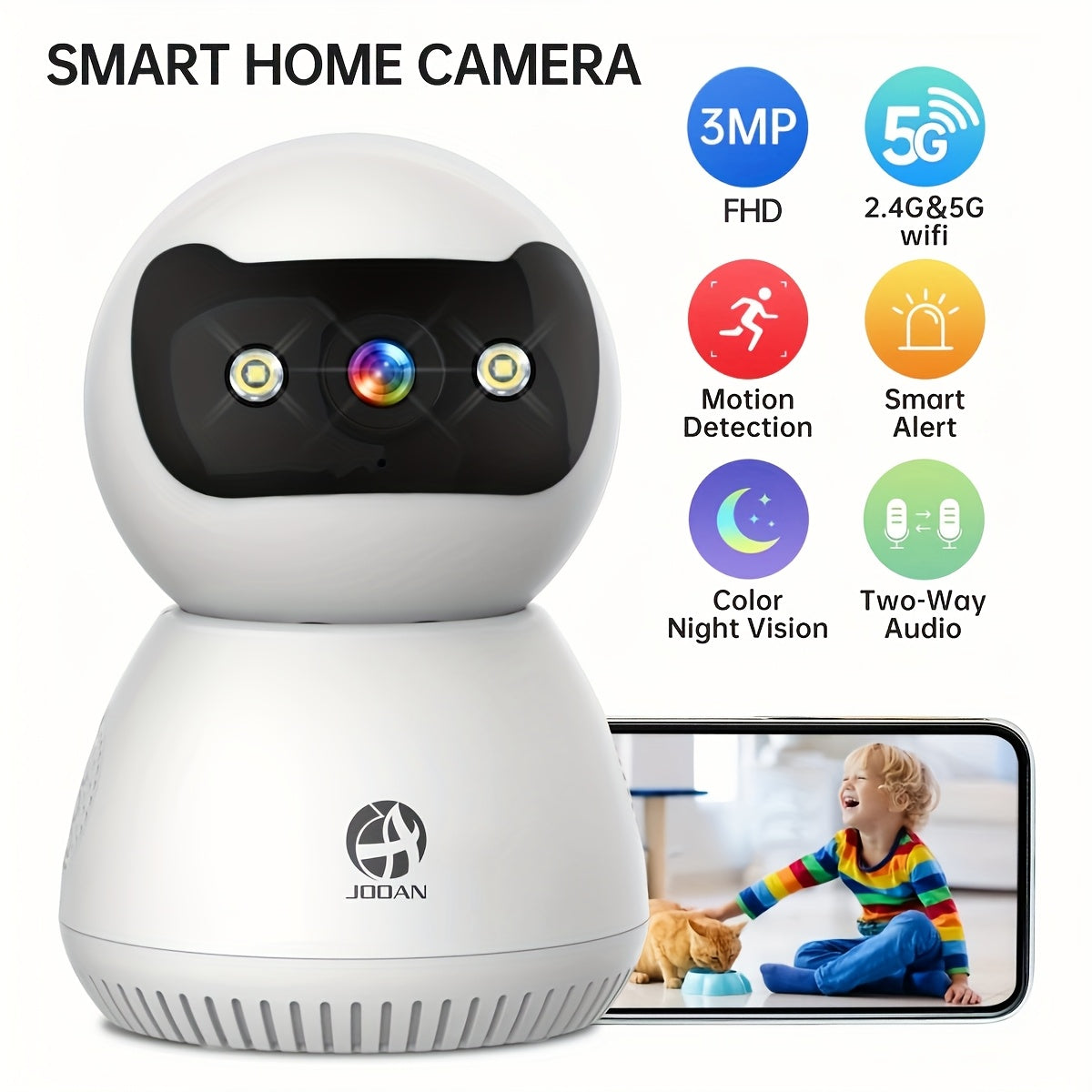 Wireless PTZ IP Camera 5G 2.4G WiFi Surveillance with Two-Way Audio Auto Tracking for Home Pets and Security