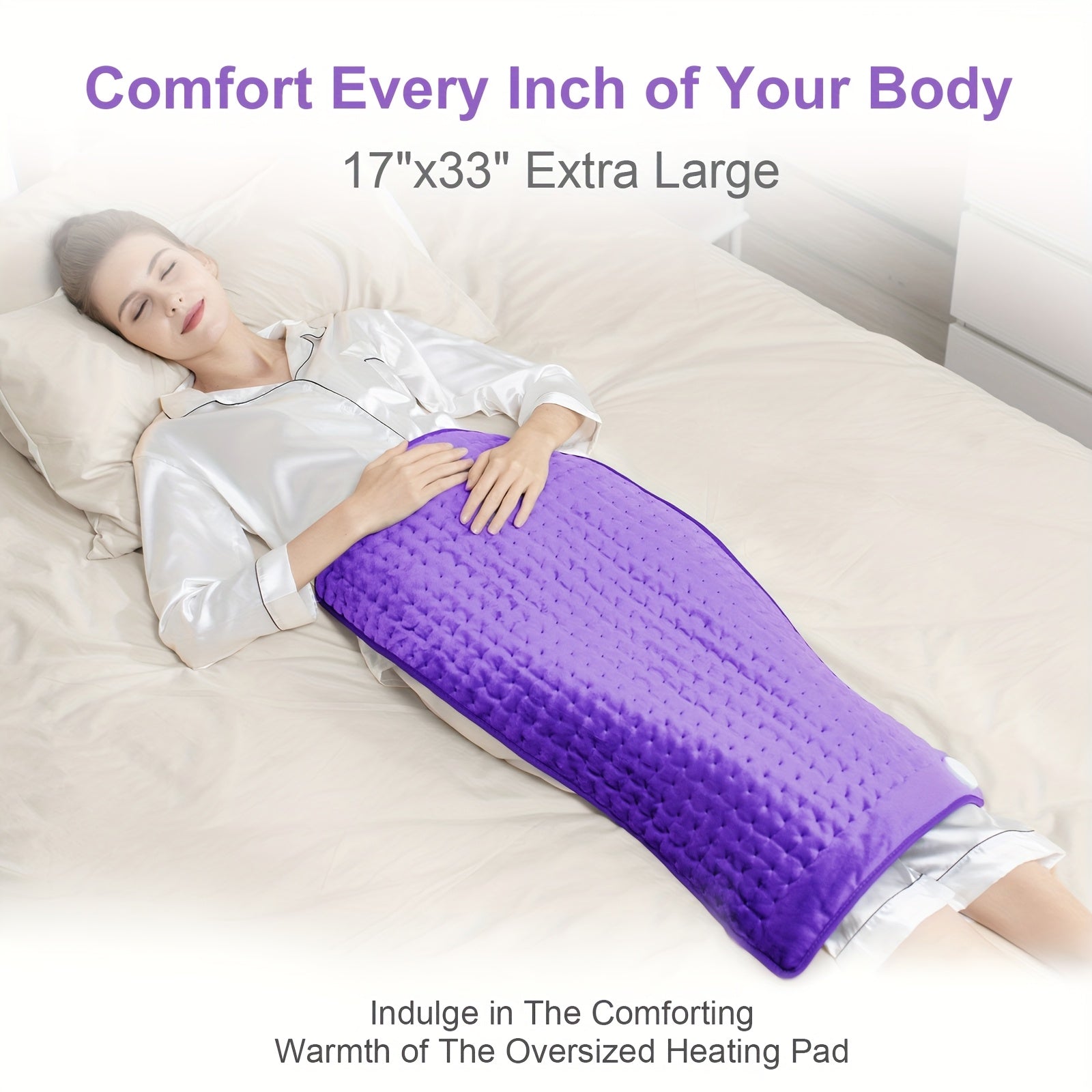 XL Heating Pad 6 Heat Levels 140°F Max 30x60 cm Flannel Washable