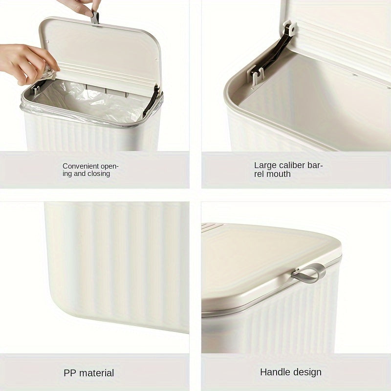 Plastic Wall-Mounted Trash Bin with Toilet Paper Storage Square Space-Saving