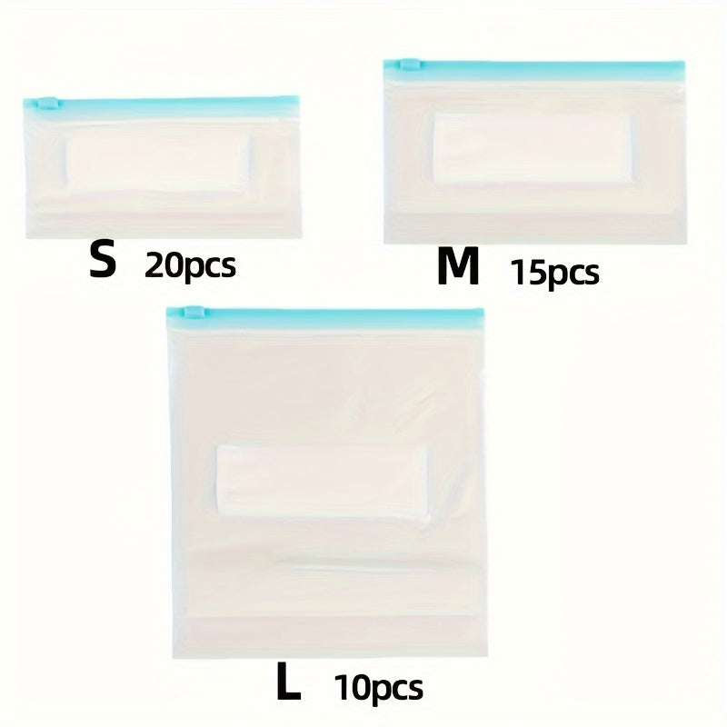 45 многоразовых пакетов для хранения продуктов с замком-слайдером — герметичные и устойчивые к запахам пакеты для заморозки фруктов, овощей и зерновых. Идеально подходит для организации домашней кухни.