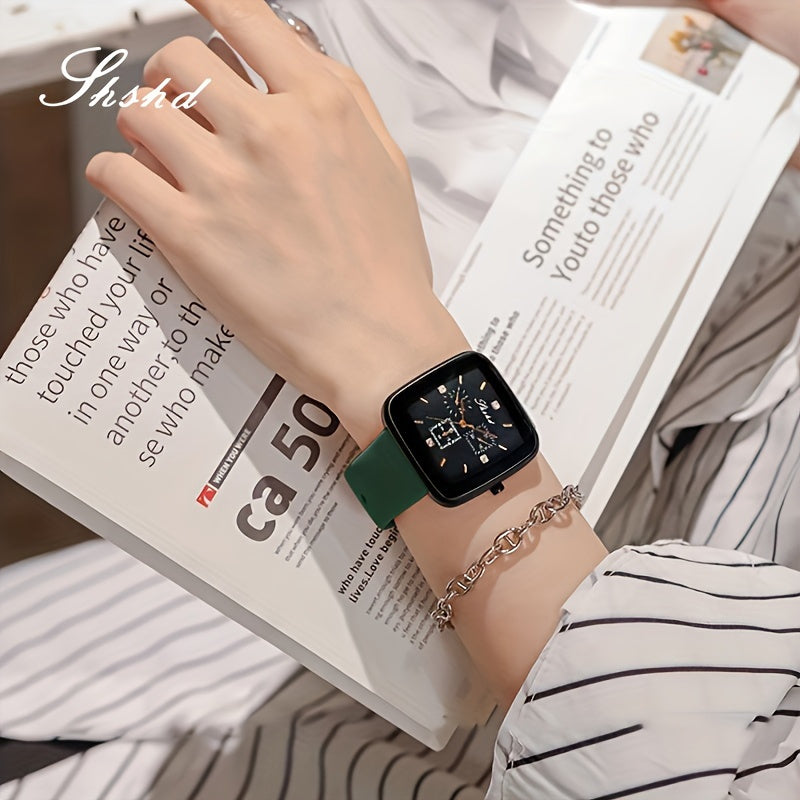 Women's Square Watch Autumn Winter Silicone Strap Minimalist Quartz Elegant