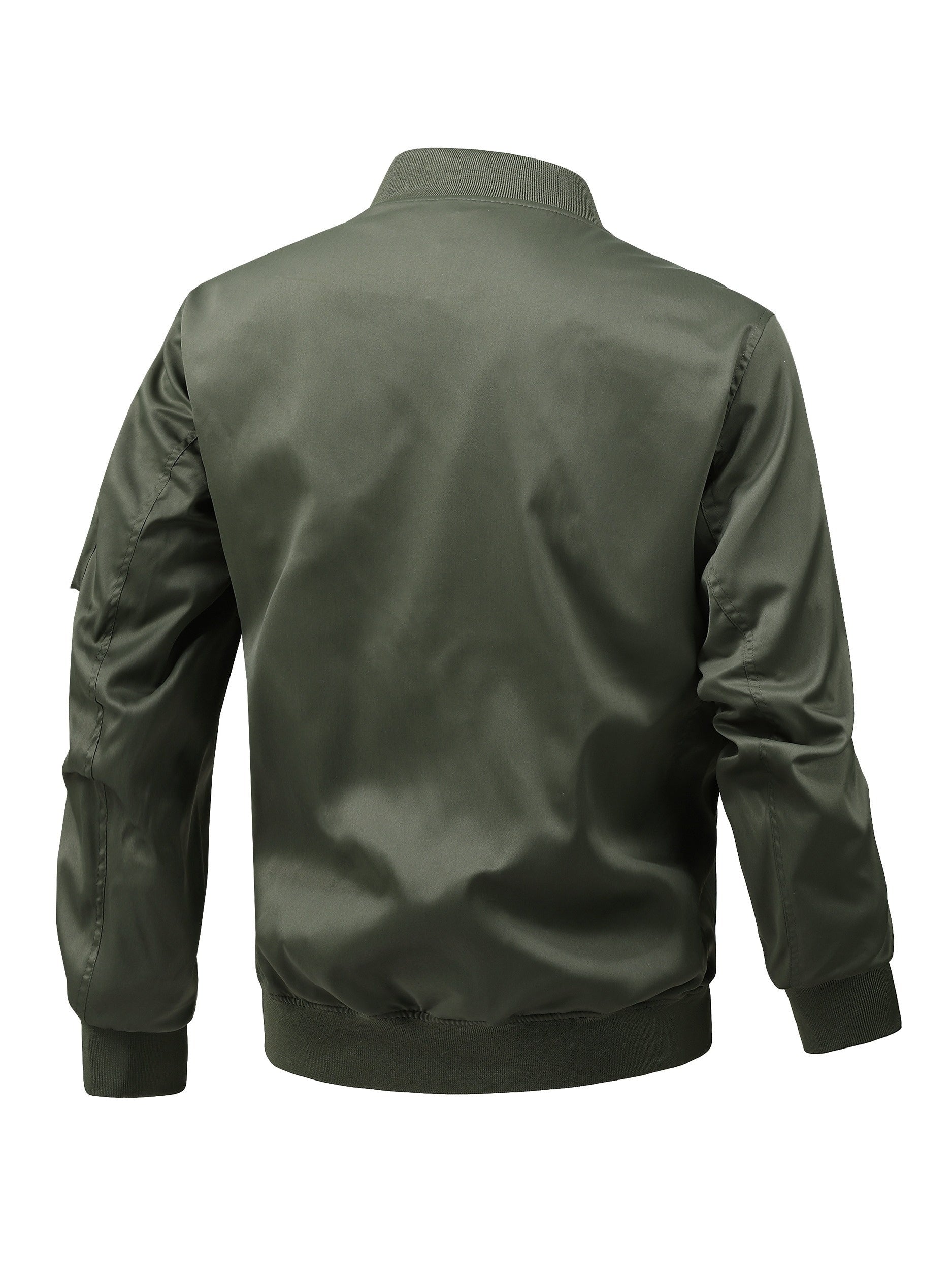 Men's Plus Size Windbreaker Jacket with Zipper Closure and Baseball Collar