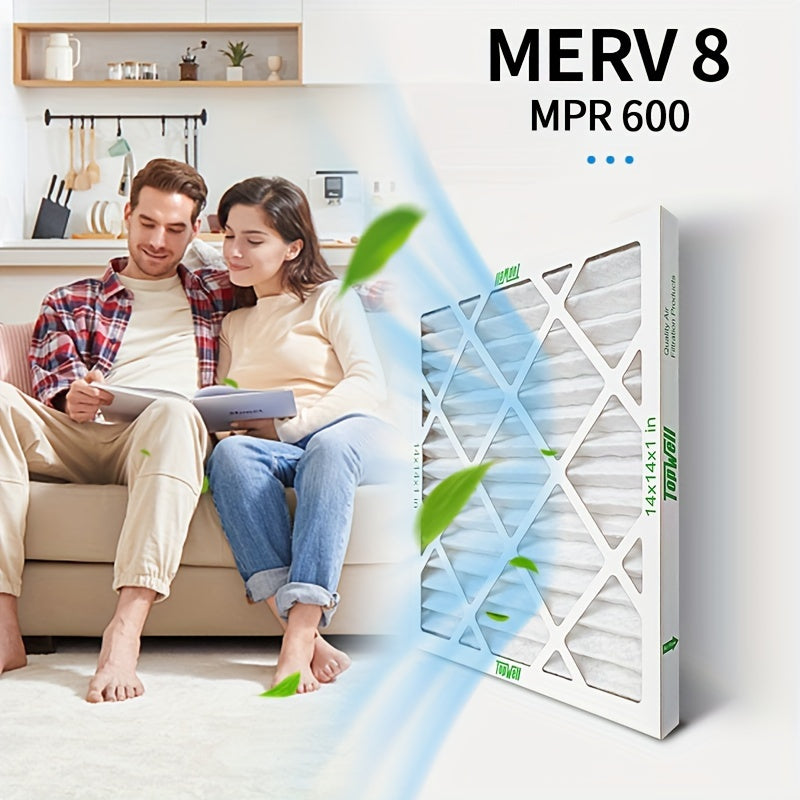 6-Pack 14x14x1 MERV 8 Pleated Air Filters for HVAC and AC Systems