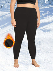 Women's Plus Size Fleece Leggings Set Wideband High Rise Three Piece