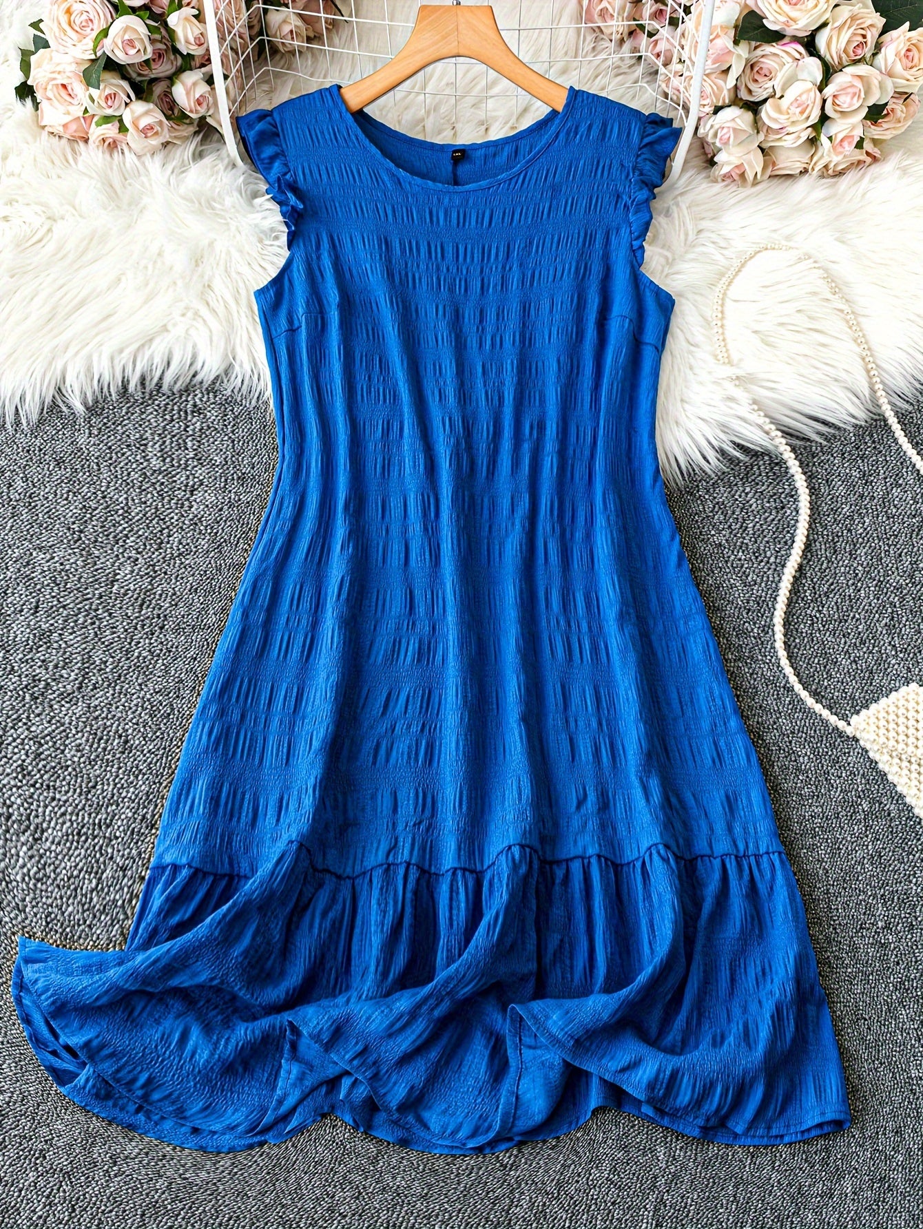 Plus Size Ruffle Hem Tank Dress Sleeveless Casual Summer Dress for Women