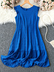 Plus Size Ruffle Hem Tank Dress Sleeveless Casual Summer Dress for Women