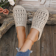 Women's Breathable Geometric Cut-Out Flat Mules Open-Toe Summer Sandals