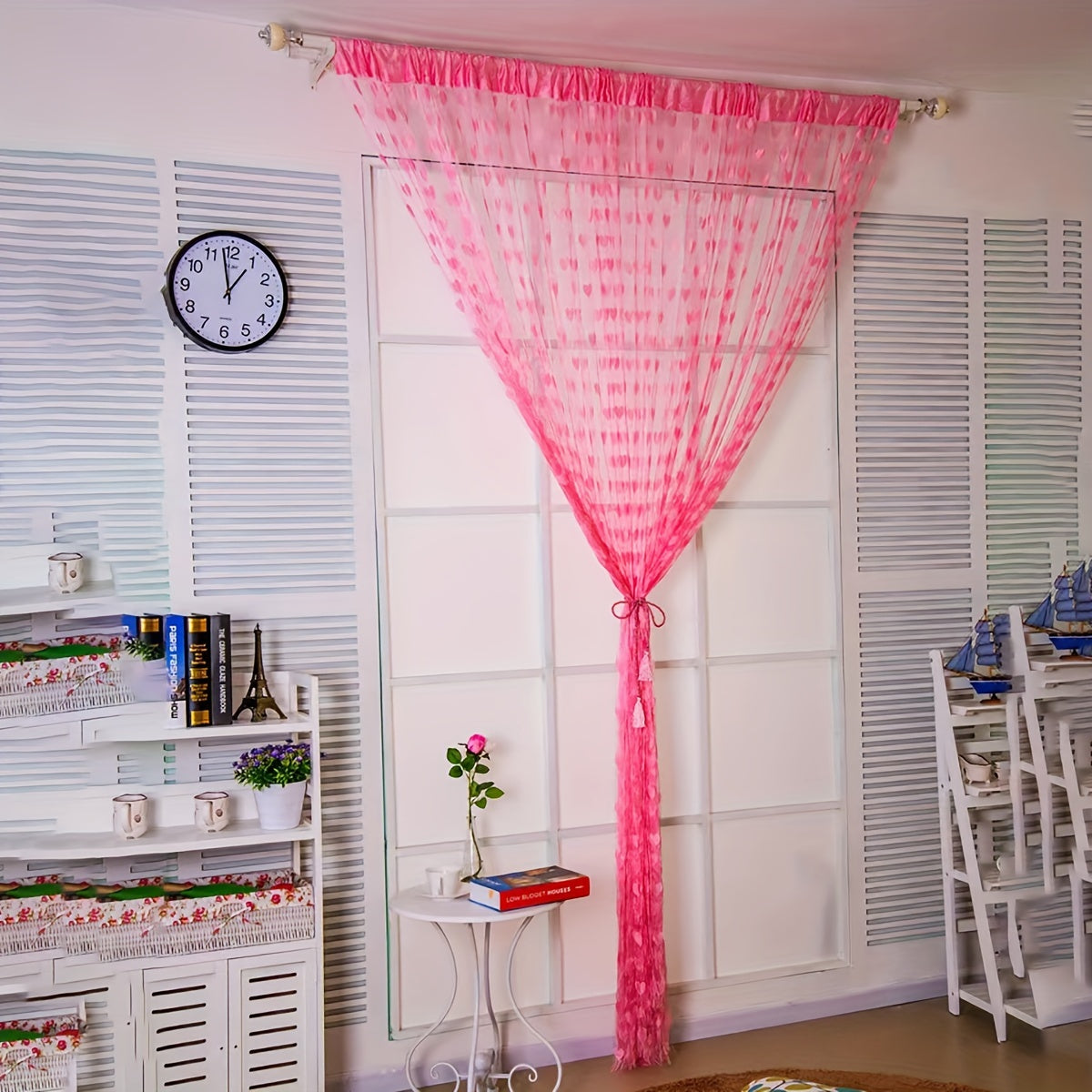 Pink Heart Tassel Door Curtain for Weddings and Home Decor