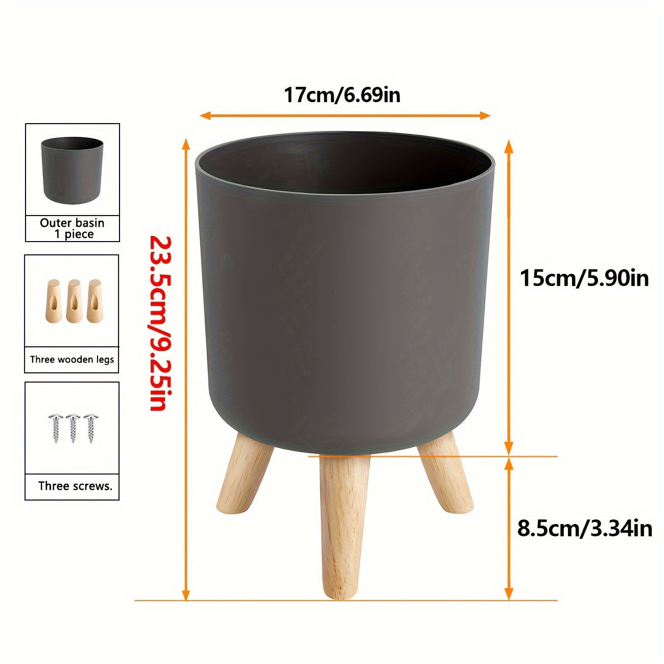 Wooden Leg Planter Indoor Outdoor Floor Standing Modern Decorative Plant Pot