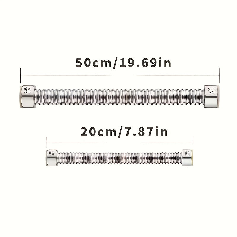 2pcs 304 Stainless Steel Bellows G1/2 Water Inlet Pipe for Toilets and Water Heaters
