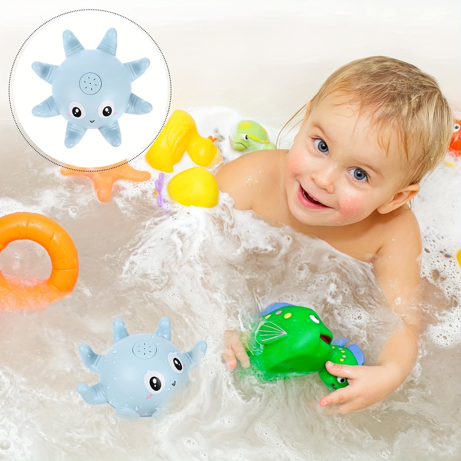 Baby Bath Toys Light-Up Sprinkler Bathtub Toys for Kids Age 0+ in Blue and Pink