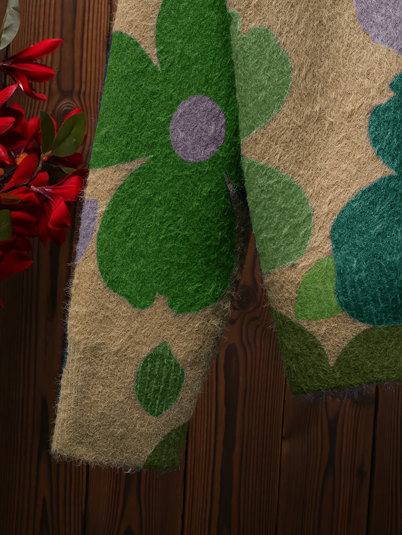 Plus Size Floral Print Button Front Cardigan V Neck Long Sleeve Spring Fall Women's Clothing