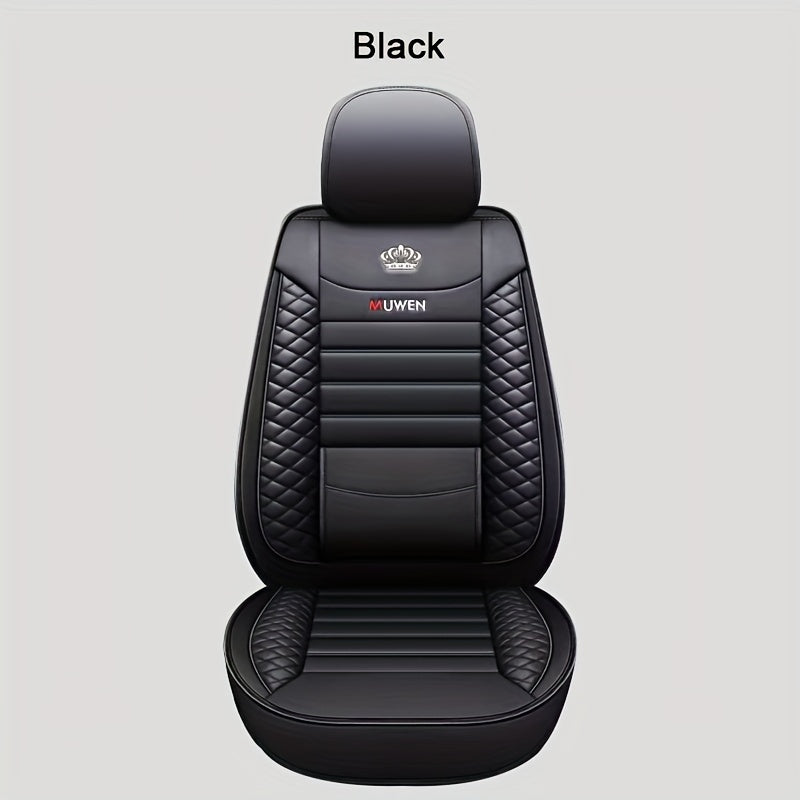 All-Season Faux Leather Car Seat Cushion Cover with Lumbar Support for Front Seat