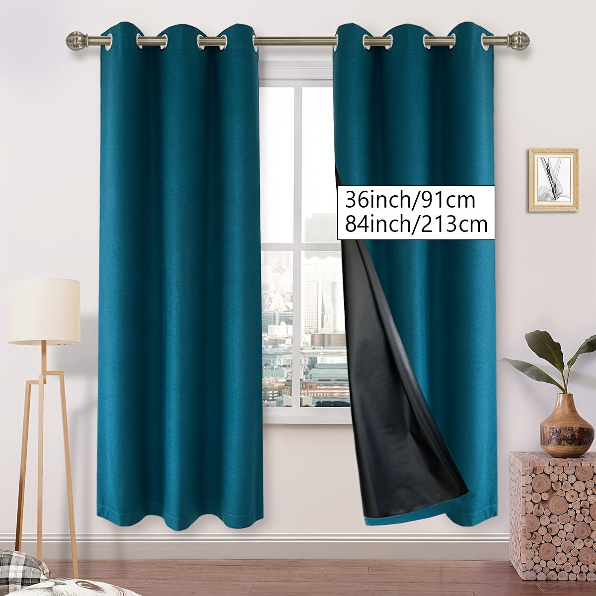 Blackout Faux Linen Textured Curtains Grommet Top for Bedroom Living Room