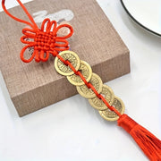 Красный китайский узел с 5 монетами для удачи и процветания, может использоваться как украшение для дома или автомобиля, идеально подходит в качестве подарка на День святого Валентина или Новый год.