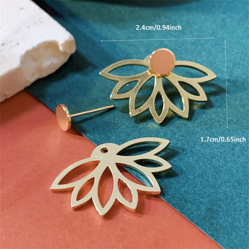 Женские серьги с золотистым тоном Lotus с застёжкой-карабином, украшенные цветами и сверкающими камнями