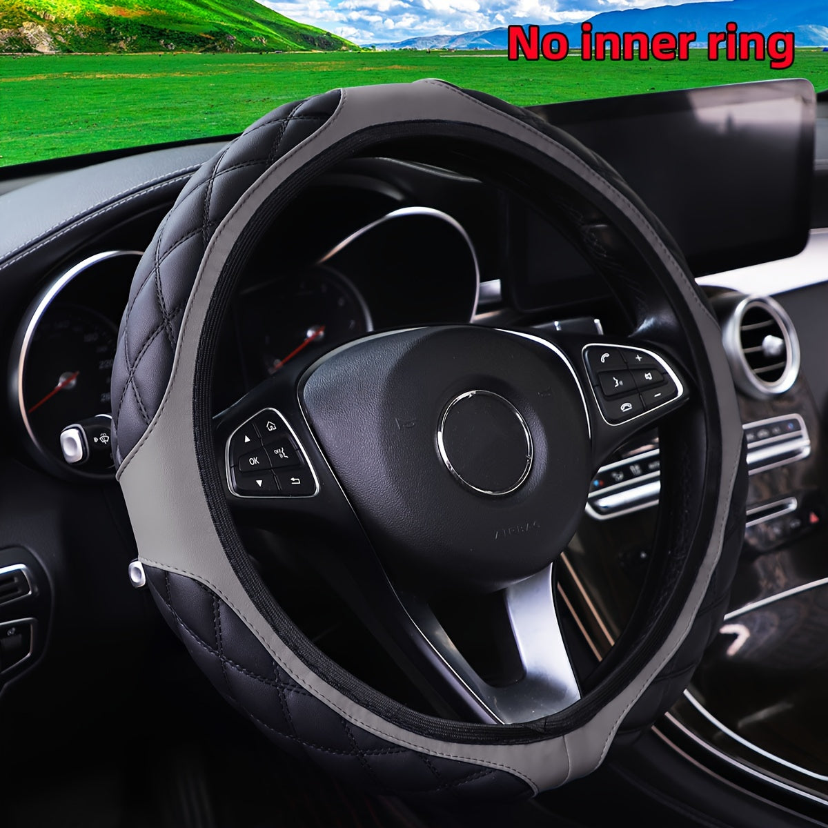 Women's Wear-Resistant PU Leather Steering Wheel Cover 36.83-38.1cm Embroidery