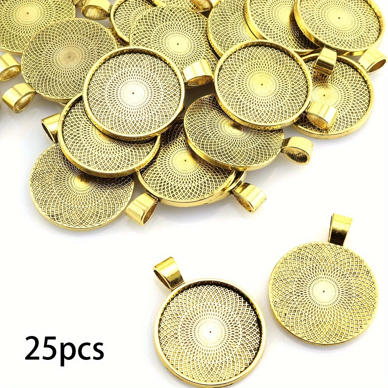 25 dona Zink alloy doira bezel taqsimoti 25mm bo'sh kabochon sozlamalari zargarlik qilish uchun