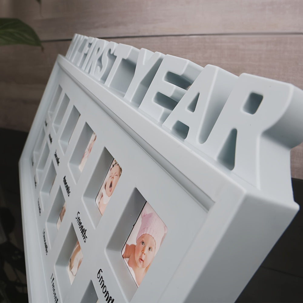 Baby Milestone Photo Frame for First Year Wall and Table Decor