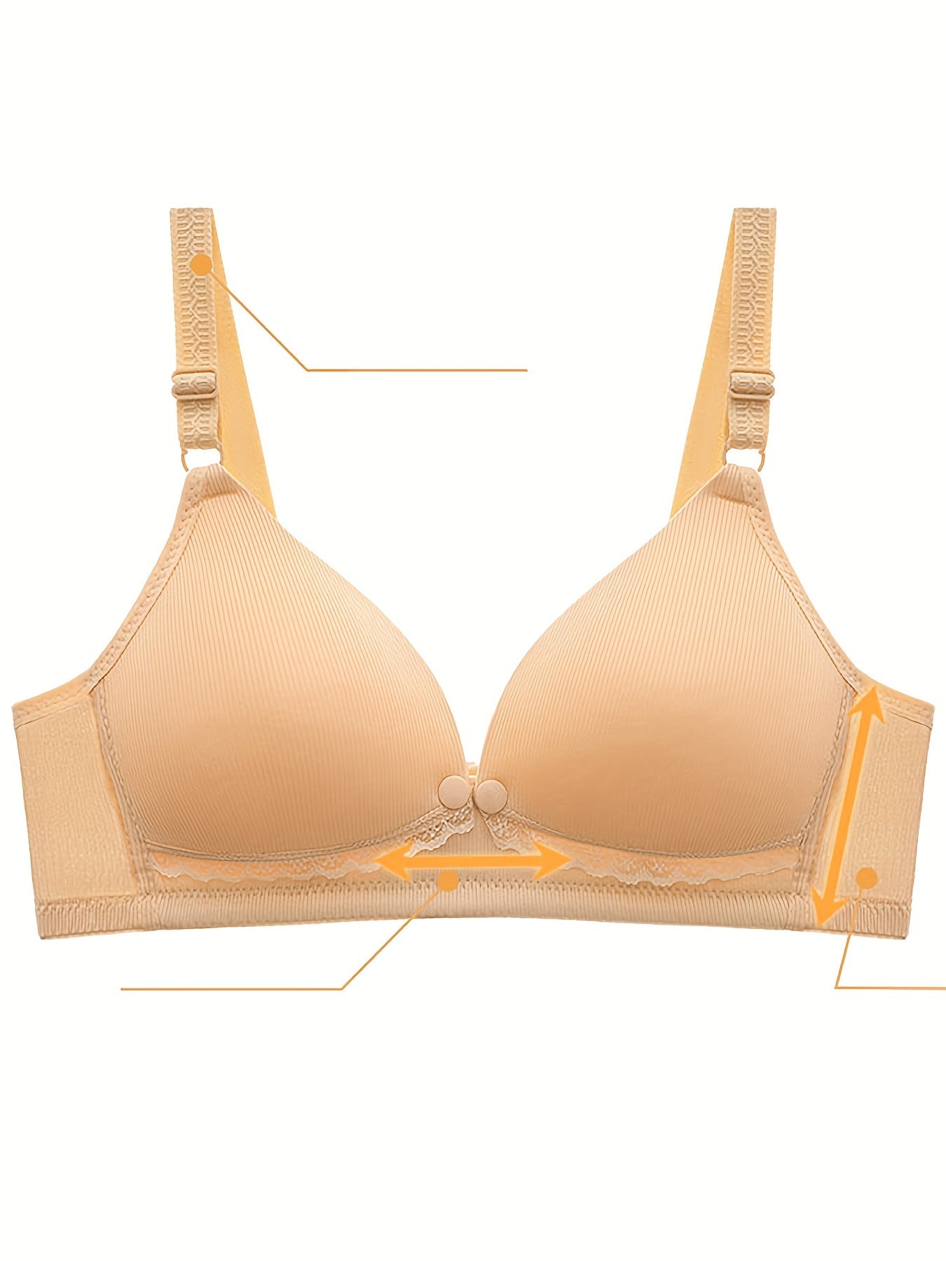 Pack de 2 sujetadores de lactancia para amamantar, rosa suave, beige, encaje, correas ajustables, cierre frontal