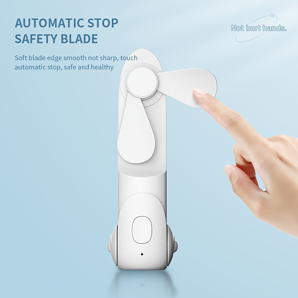 Pink Mini Portable Fan with Power Bank USB Rechargeable for Camping Travel Beach