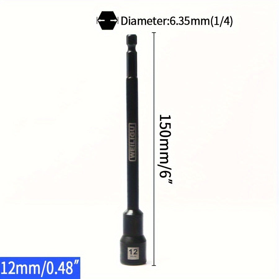 Magnetic Socket Set Black Chrome Vanadium Steel 150mm Extension