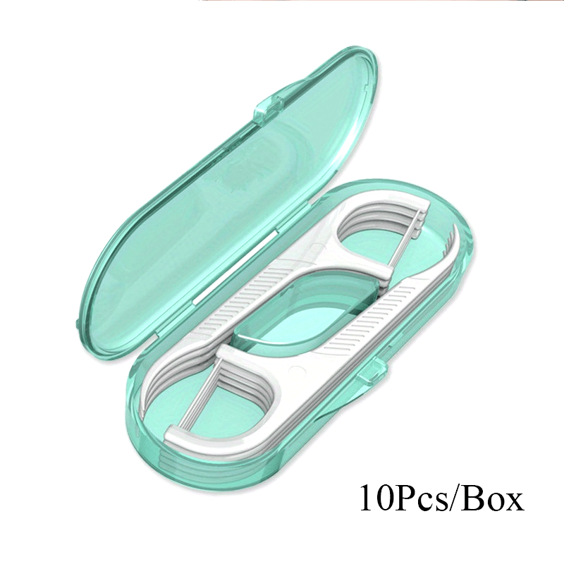 10pcs Travel Portable Dental Floss Picks in Pastel Pink Mint Green Hygienic Case