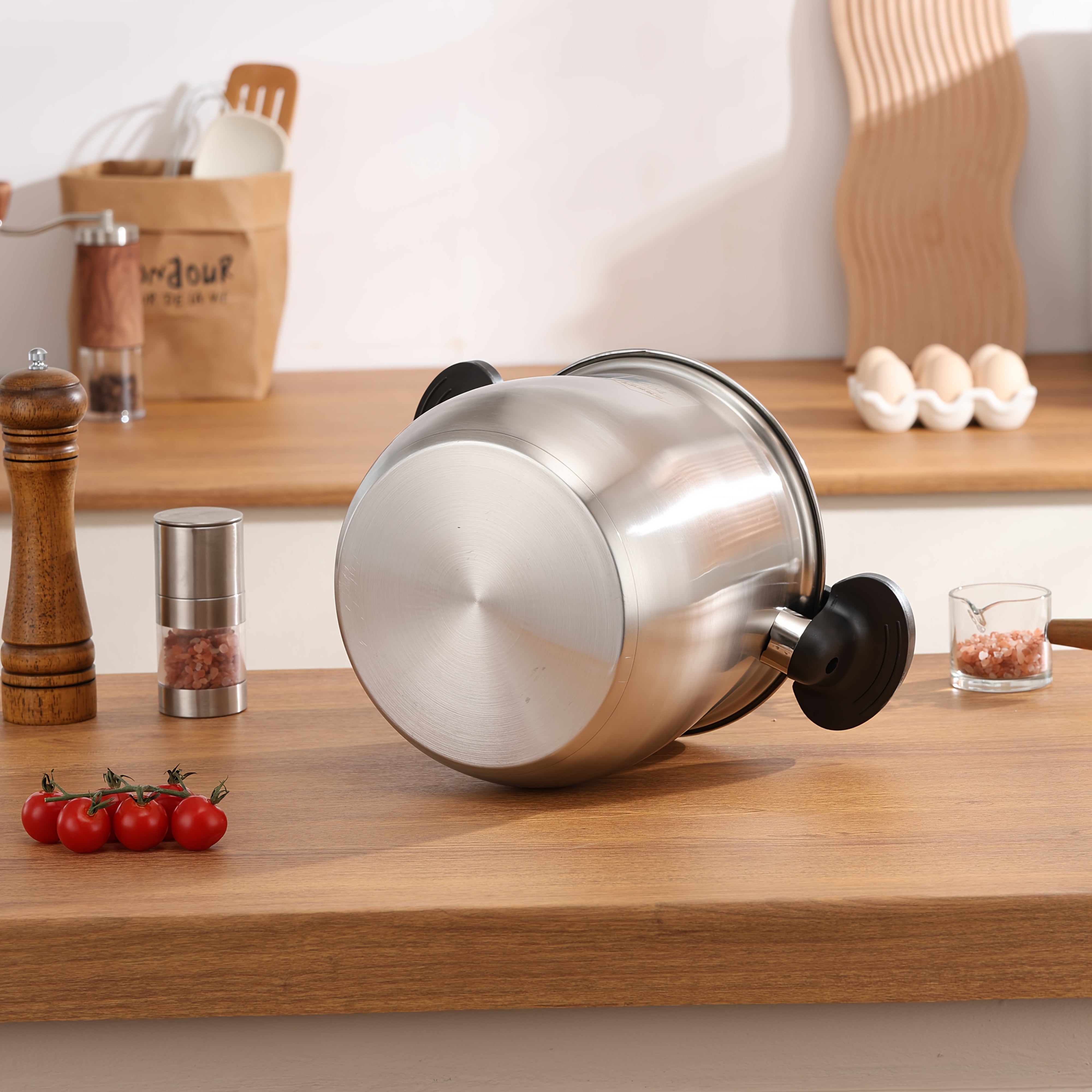 Zanglamaydigan po'latdan yasalgan sho'rva qozoni 304 oziq-ovqat uchun mos, yopishqoq bo'lmagan, havo o'tkazmaydigan qopqoq, induksiya uchun mos oshxona jihozlari