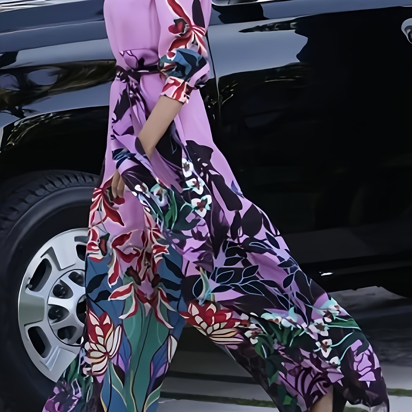 Women's Plus Size Floral Jumpsuit Belted All-Season Casual Formal