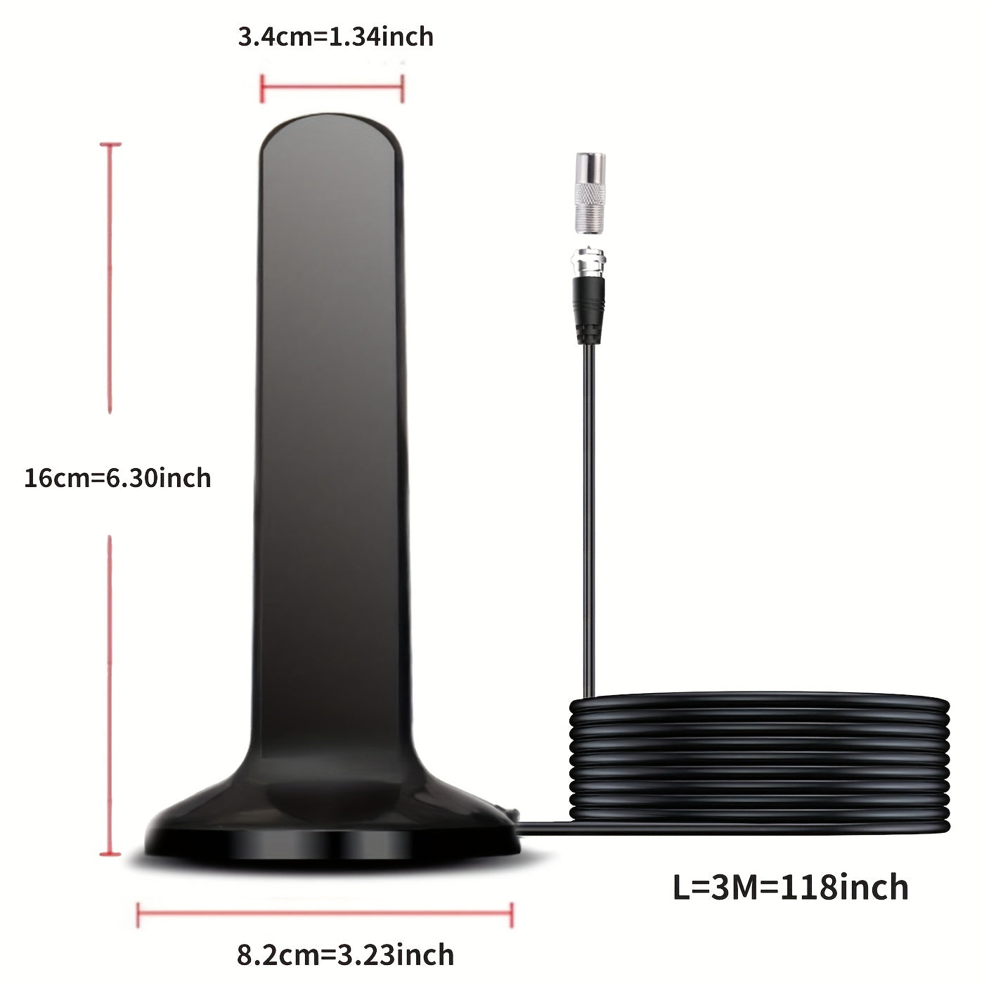 Indoor Digital TV Antenna 4K Full HD USB Powered 3.05m Coaxial Cable Compatible with Smart and Older TVs