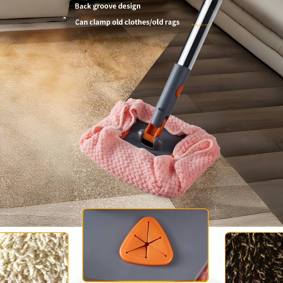 Multi-Functional Triangle Mop for Walls and Ceilings, Adjustable, Collapsible, 4 Washable Microfiber Pads