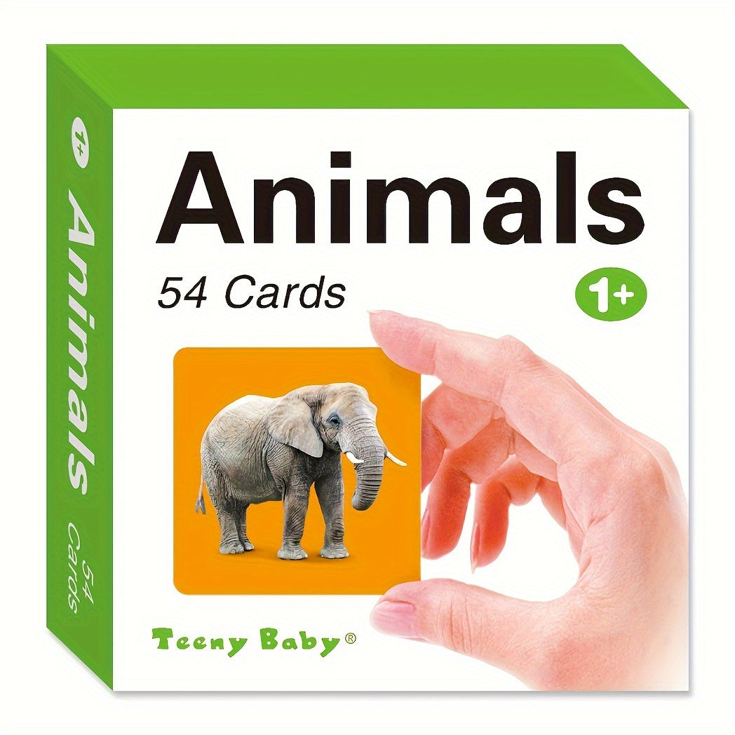 Animals Flashcards for Early Learning, 54 Cards with Animal Images and Words