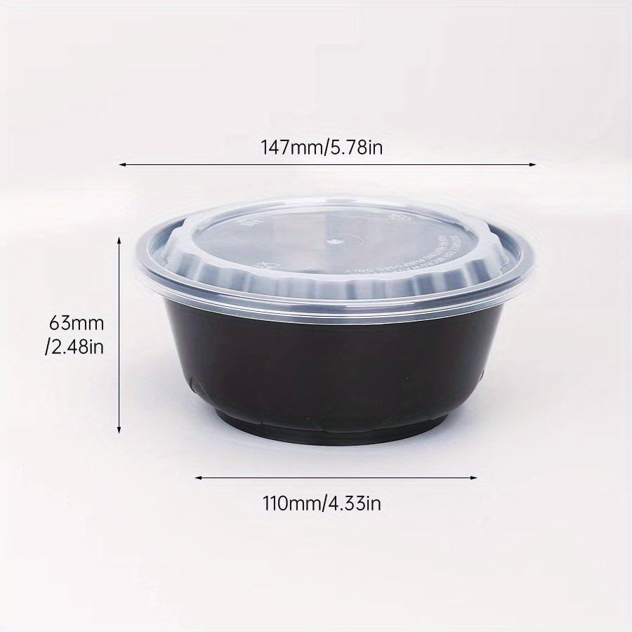 20oz Black Plastic Food Storage Containers with Lids, Leakproof, Microwave Safe, 30 Pack