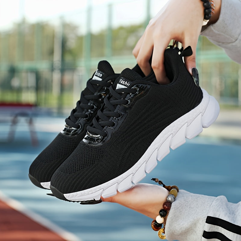 Women Casual Sneakers Solid Color Lace-Up Lightweight Breathable Shoes